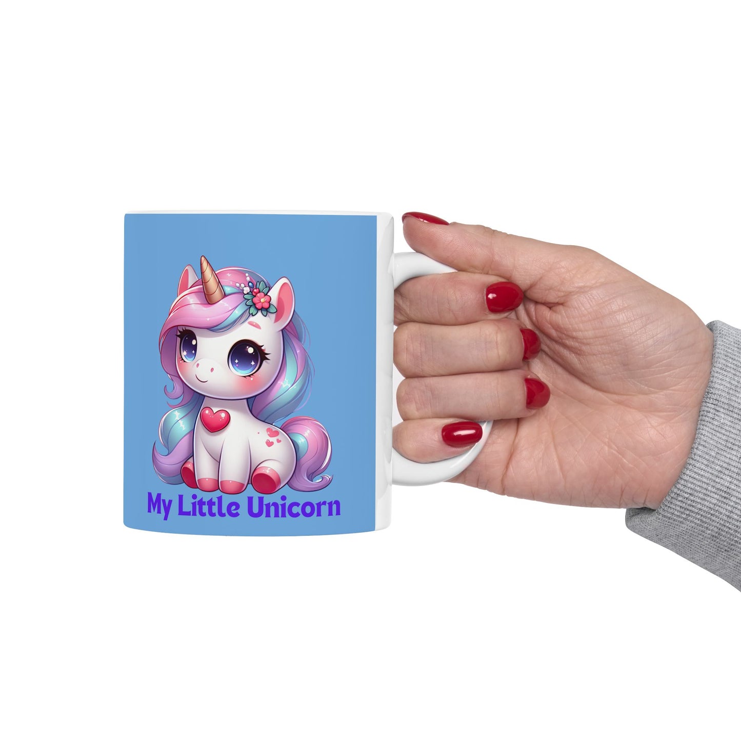 My Little Unicorn Heart Mug 11-15 Ounces Light Blue