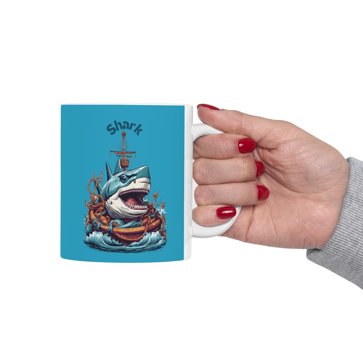 Shark Mug 11 Ounces Turquoise