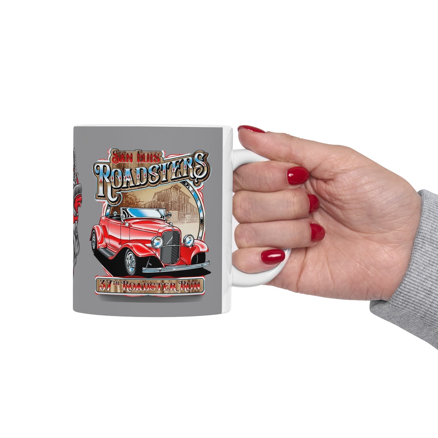 Roadsters Heart Engine Mug 11 Ounces Grey