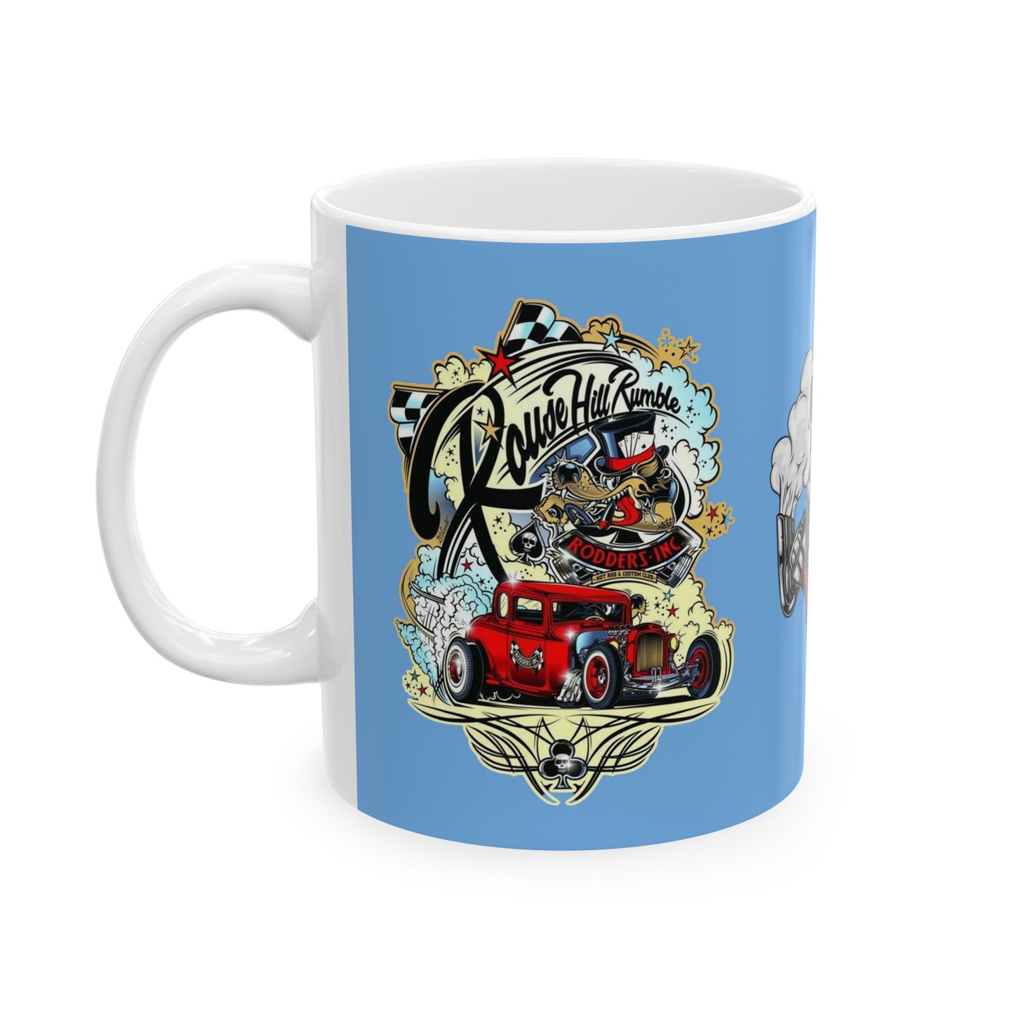 Roadsters Engine Mug 11 Ounces Light Blue