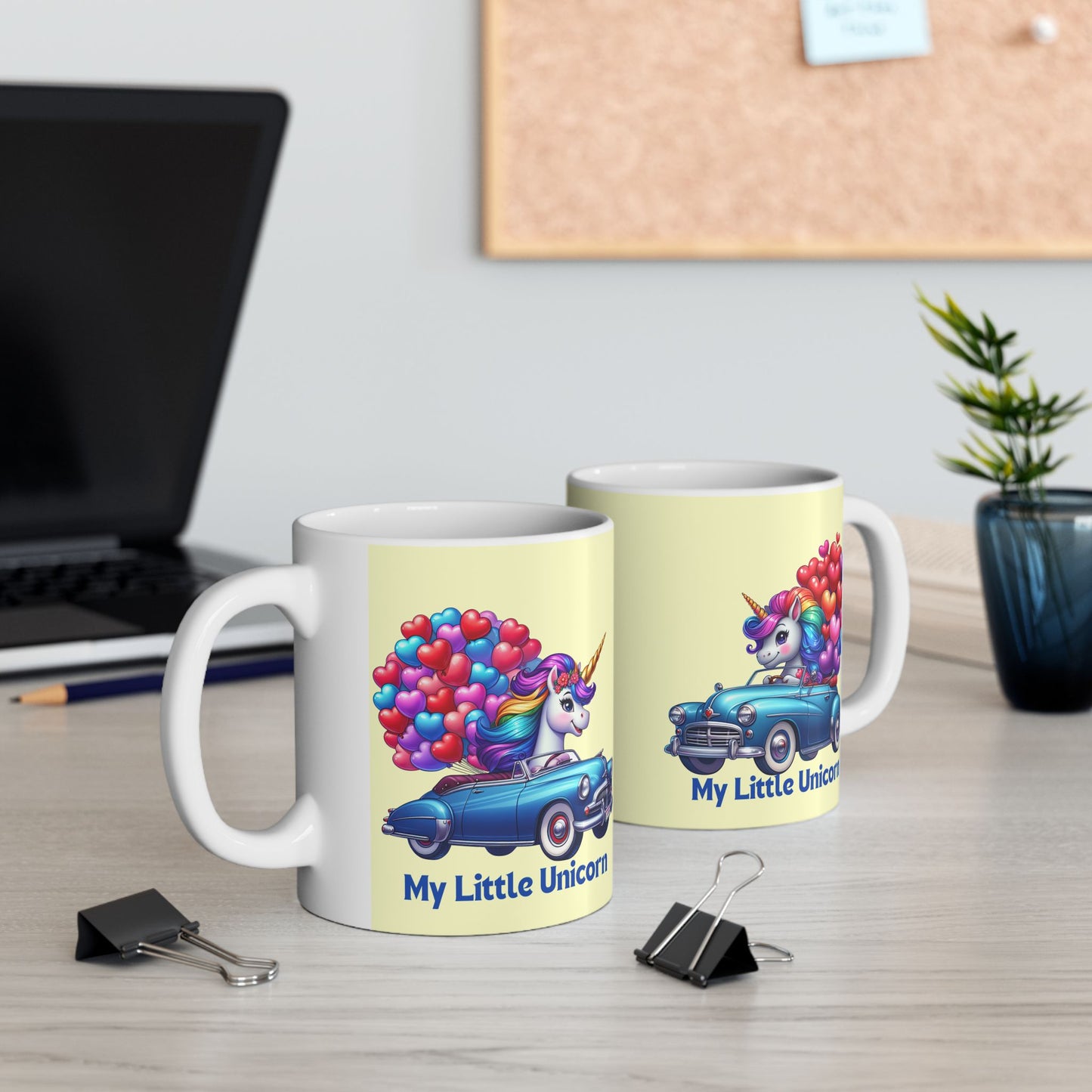 My Little Unicorn Blue Car Mug 11-15 Ounces Yellow