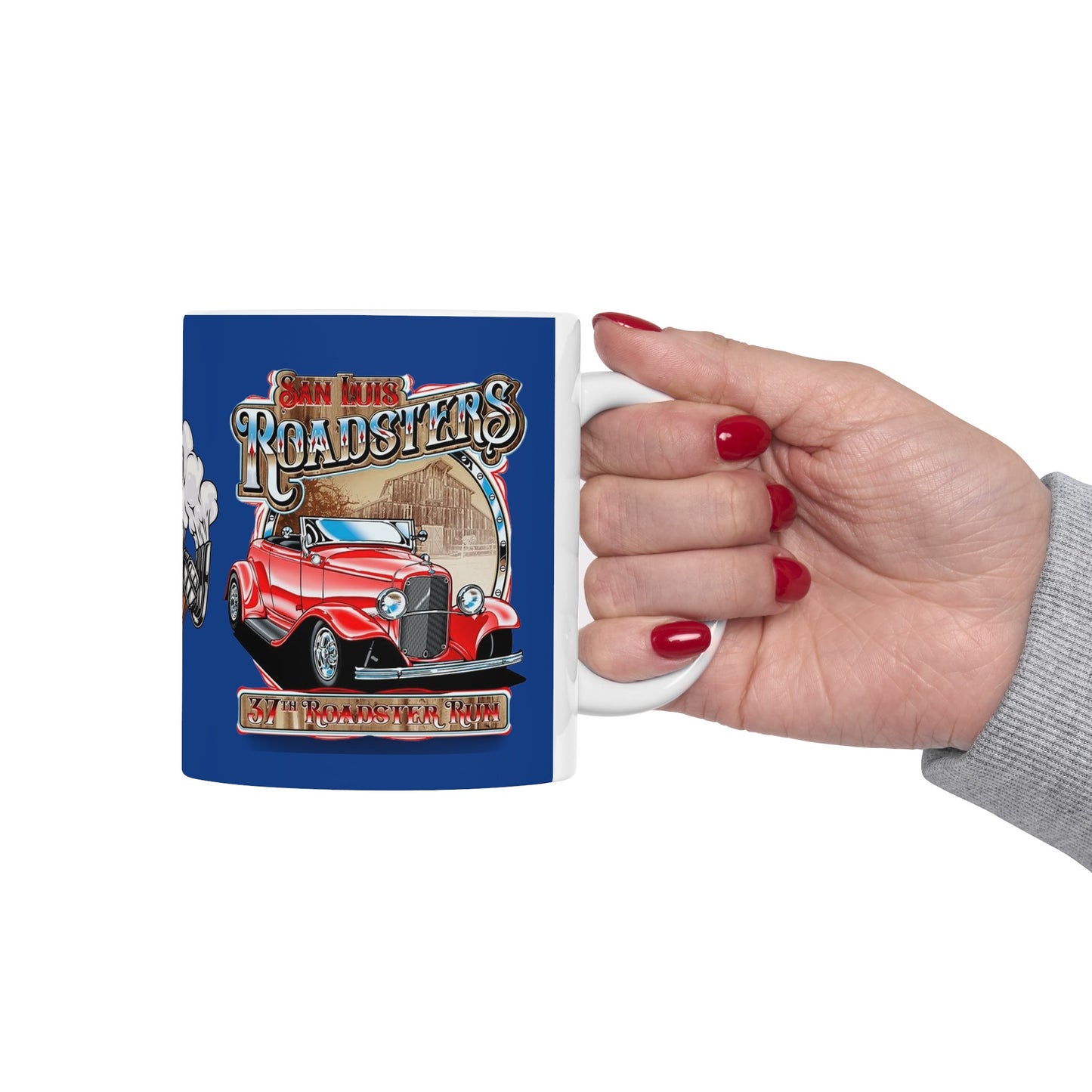 Roadsters Engine Mug 11 Ounces Dark Blue