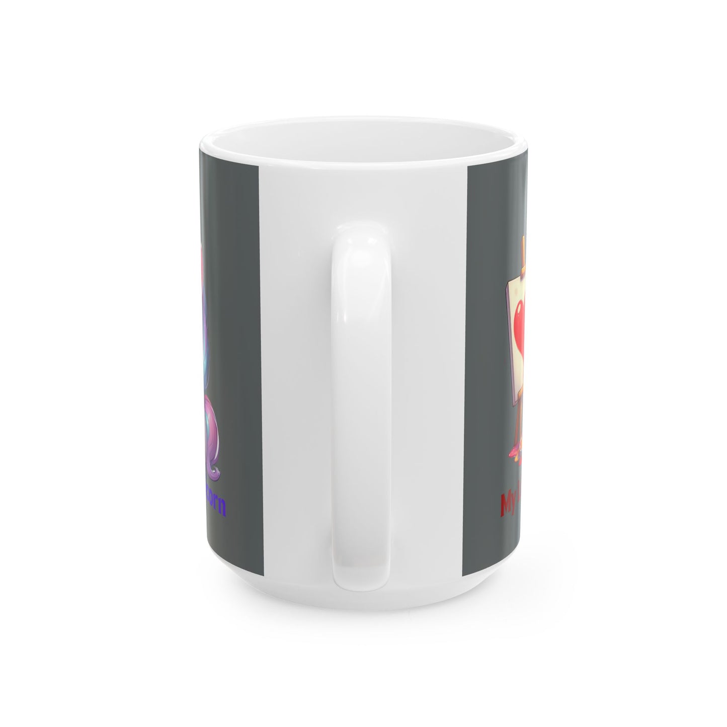 My Little Unicorn Heart Mug 11-15 Ounces Dark Grey