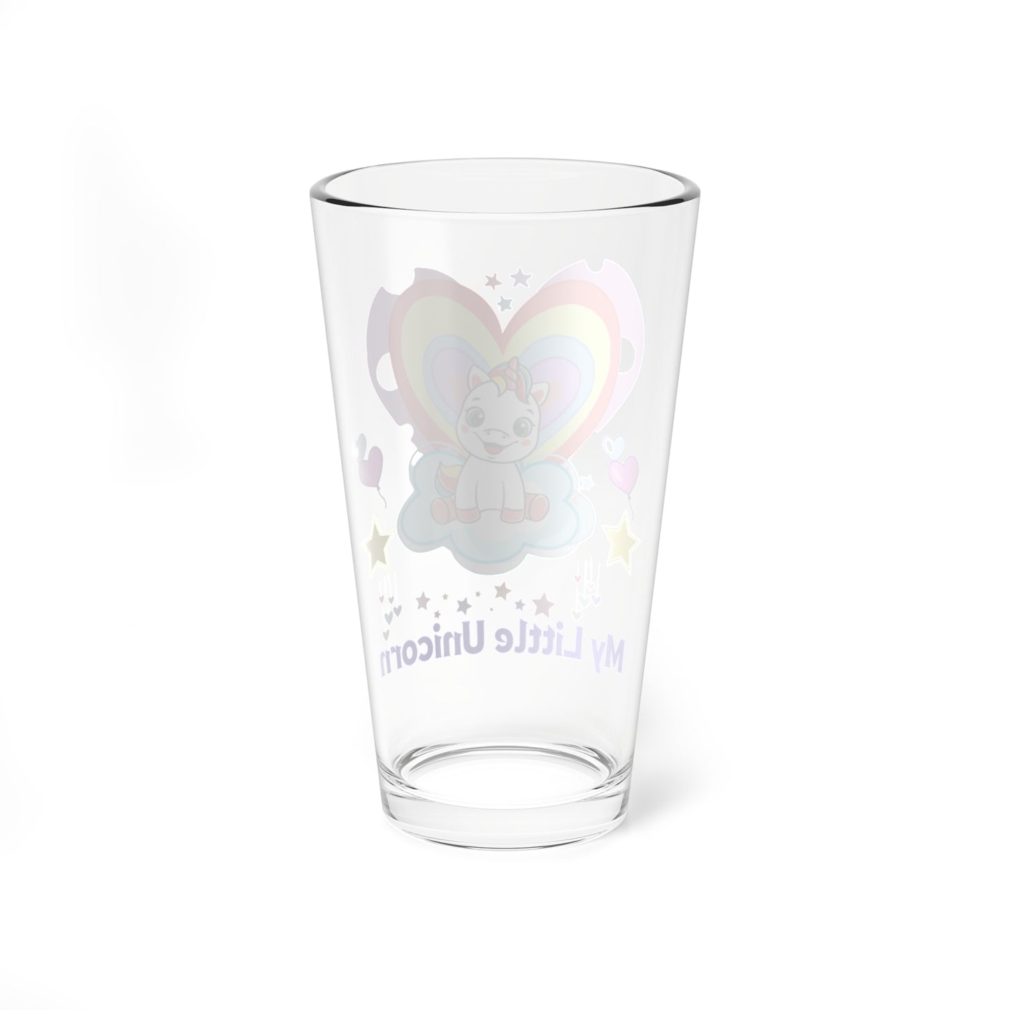 My Little Gold Star Unicorn Mixing Glass 16 Ounces White