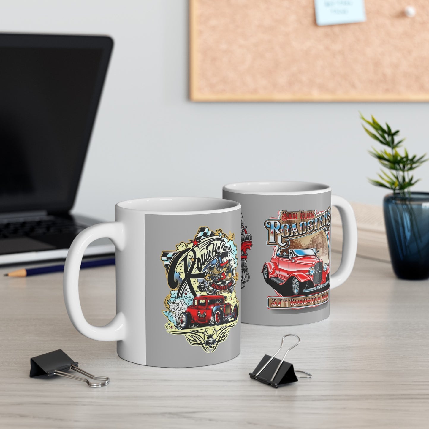 Roadsters Heart Engine Mug 11 Ounces Light Grey
