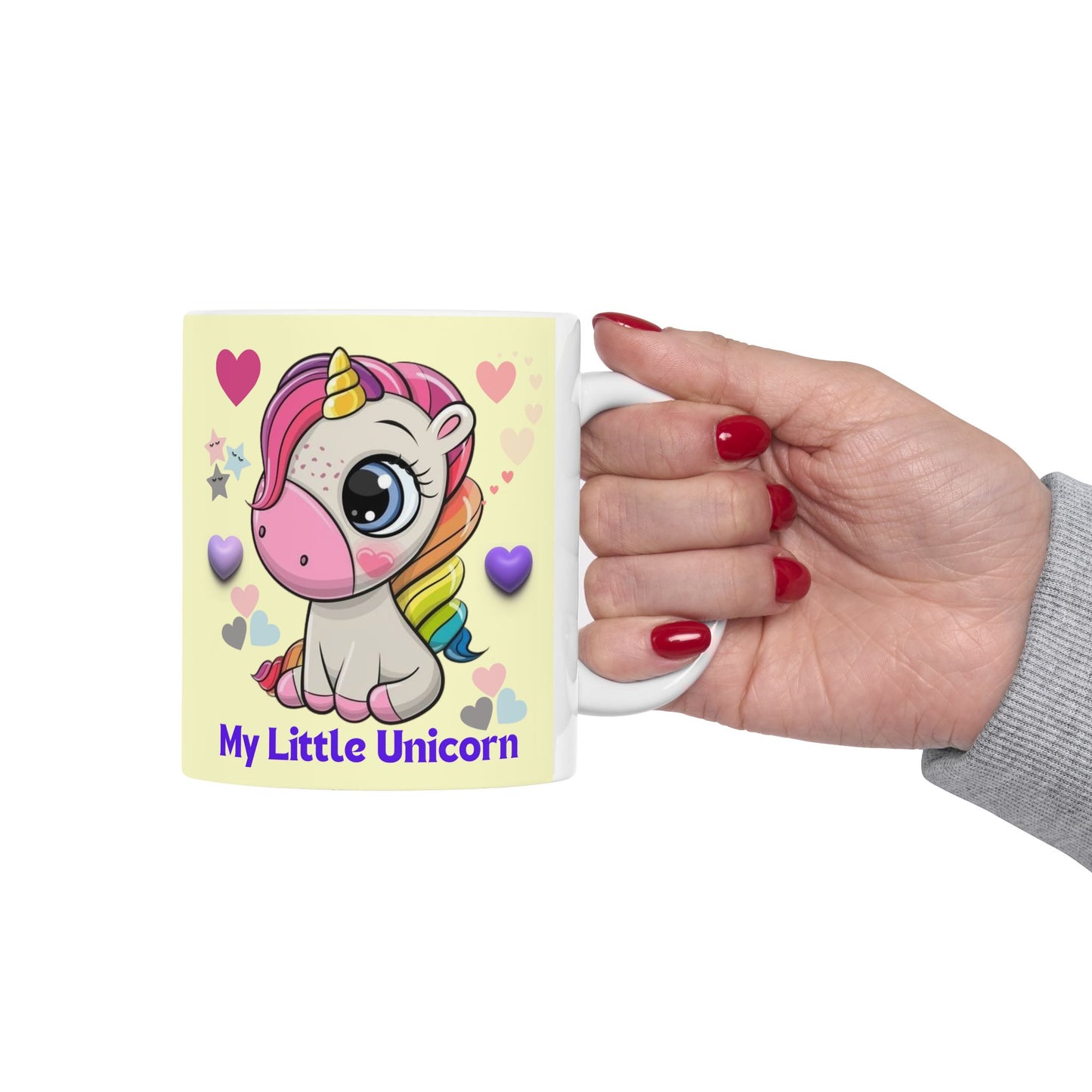 Little Unicorn Balloons Mug 11-15 Ounces Yellow