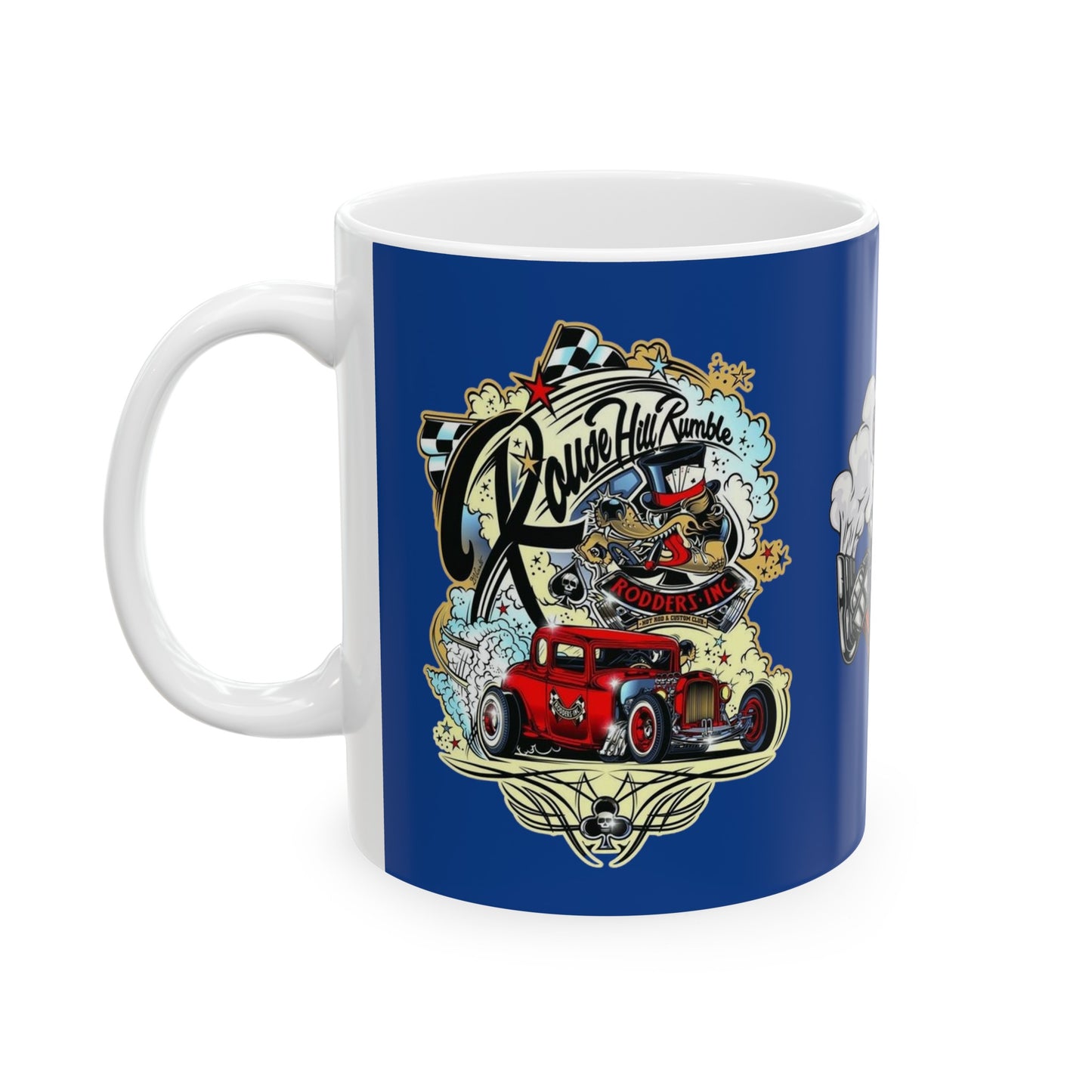 Roadsters Engine Mug 11 Ounces Dark Blue