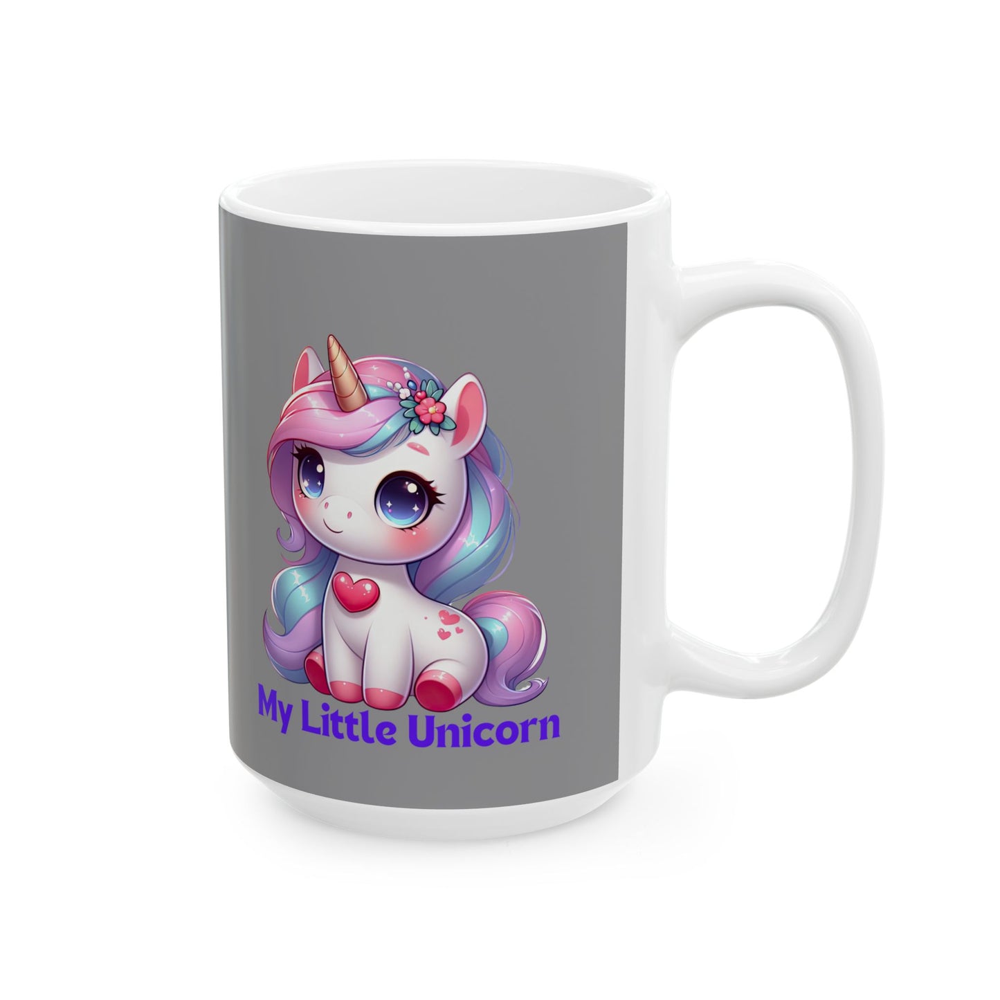 My Little Unicorn Heart Mug 11-15 Ounces Grey