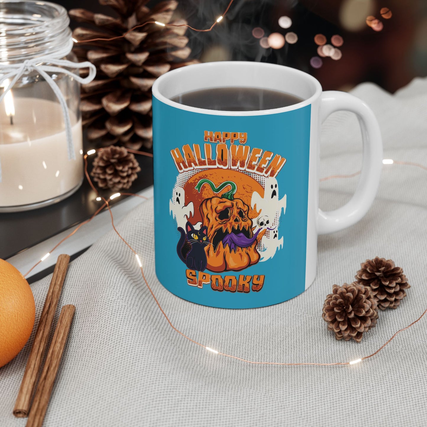 Happy Halloween Mug 11-15 Onces Torquoise