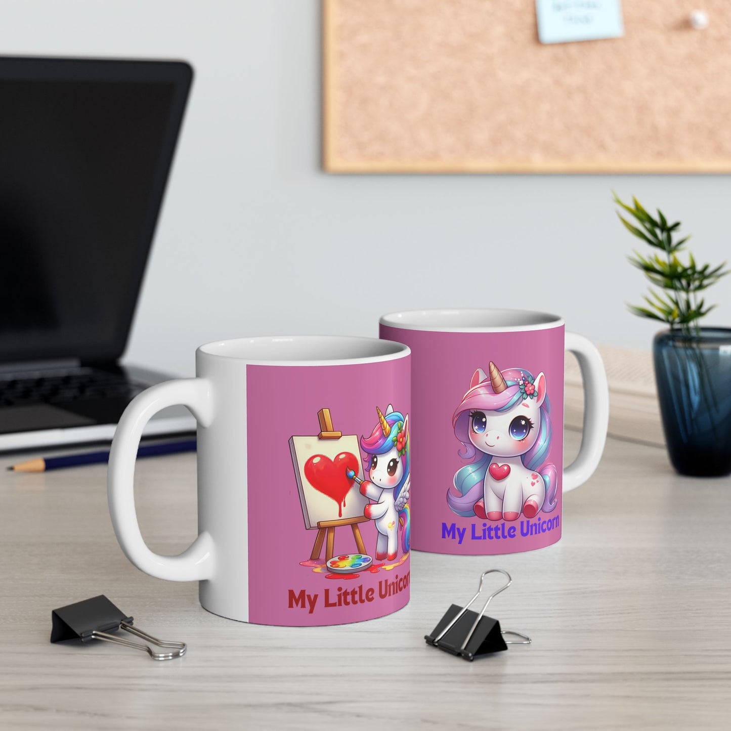 My Little Unicorn Heart Mug 11-15 Ounces Light Pink