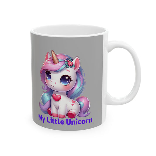 My Little Unicorn Heart Mug 11-15 Ounces Light Grey