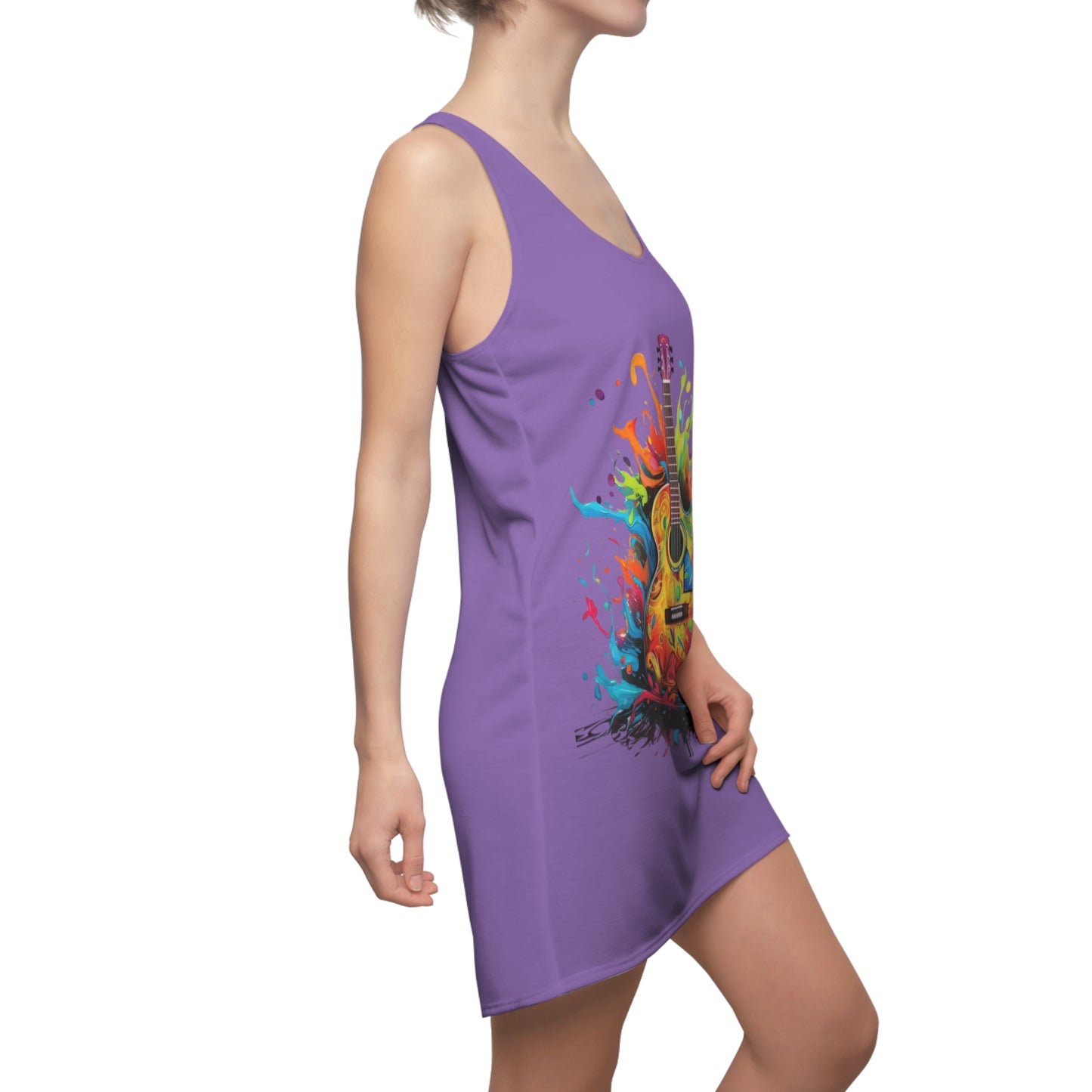 Guitar Women's Cut and Sew Racerback Dress Light Purple