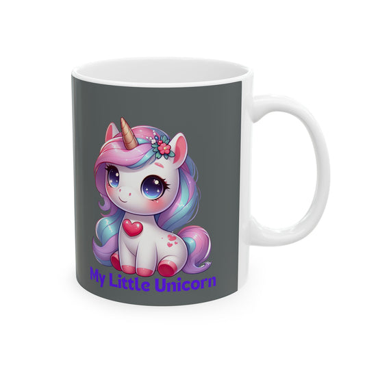 My Little Unicorn Heart Mug 11-15 Ounces Dark Grey