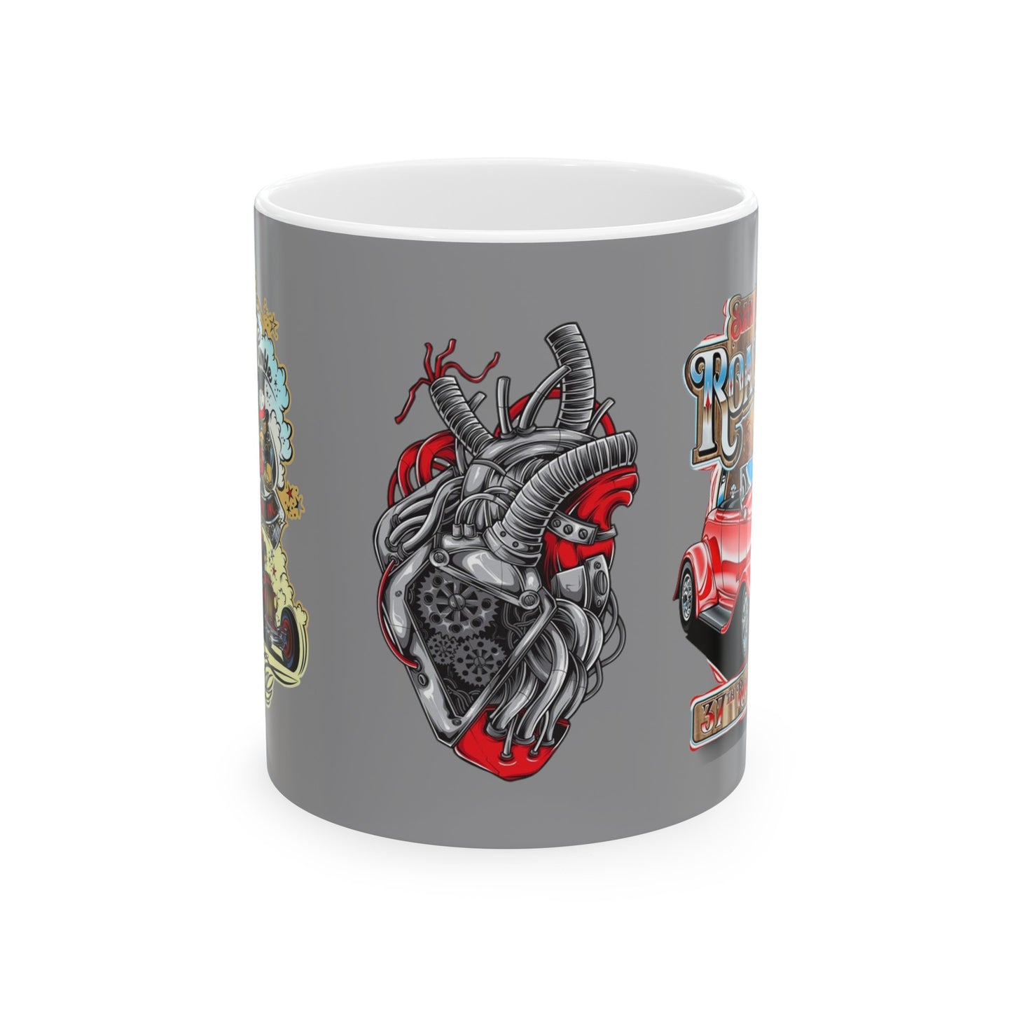 Roadsters Heart Engine Mug 11 Ounces Grey