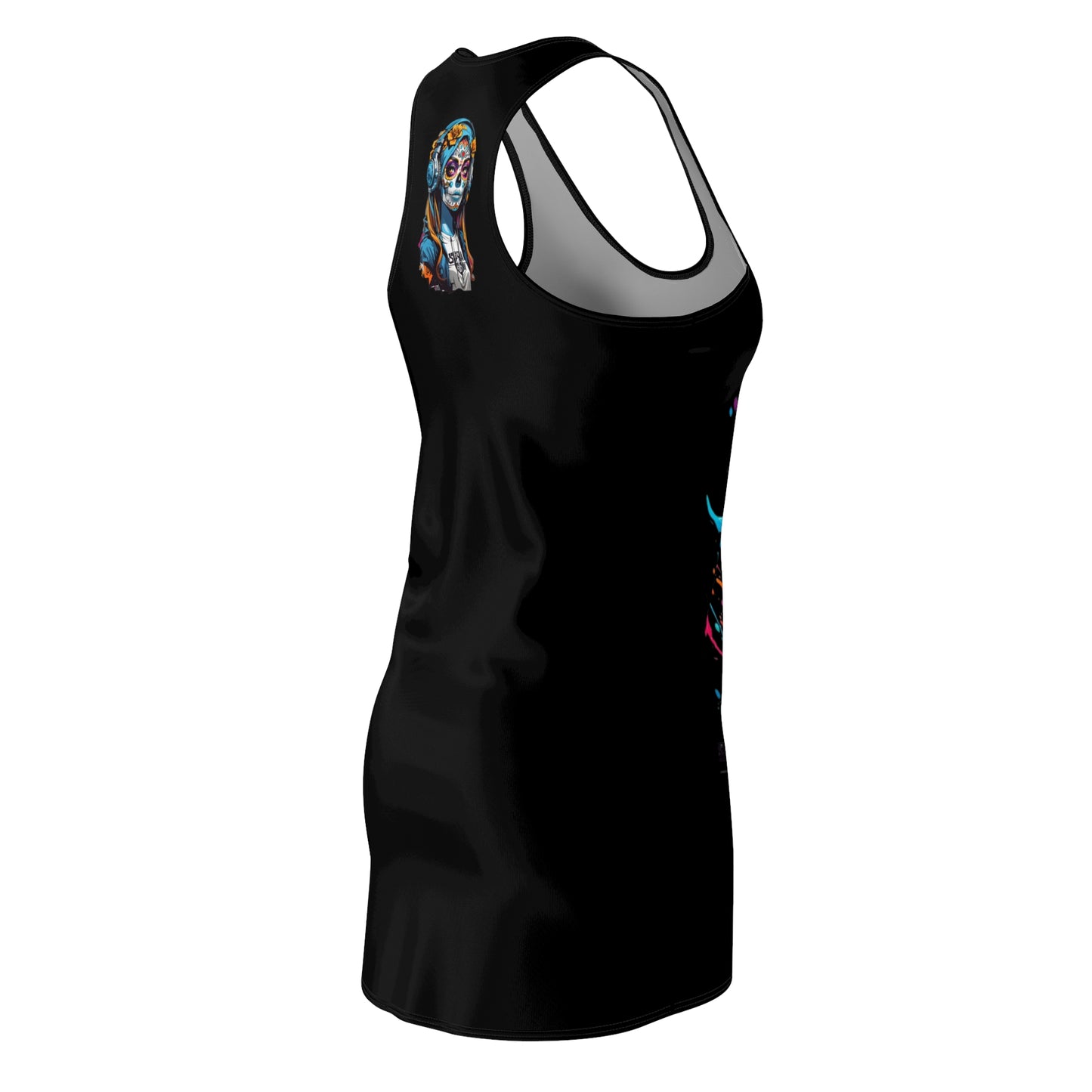 Guitar Women's Cut and Sew Racerback Dress Black