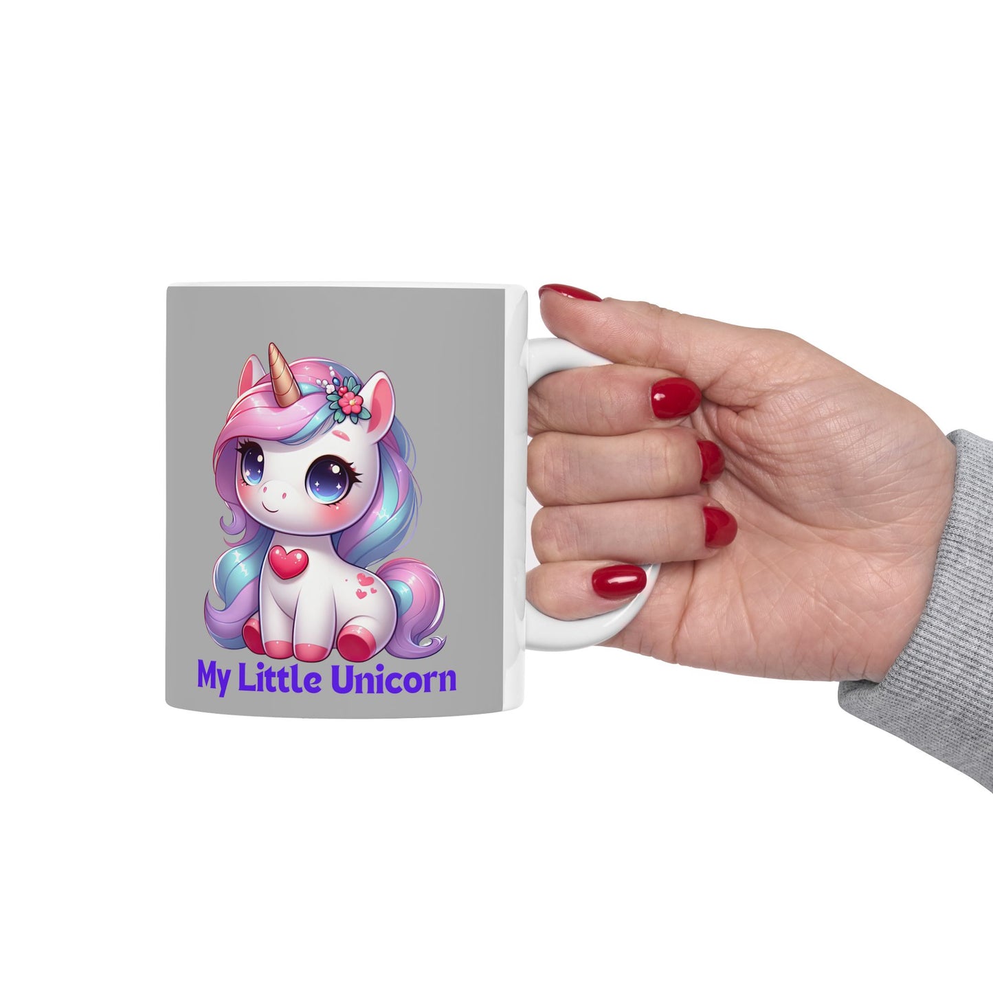 My Little Unicorn Heart Mug 11-15 Ounces Light Grey