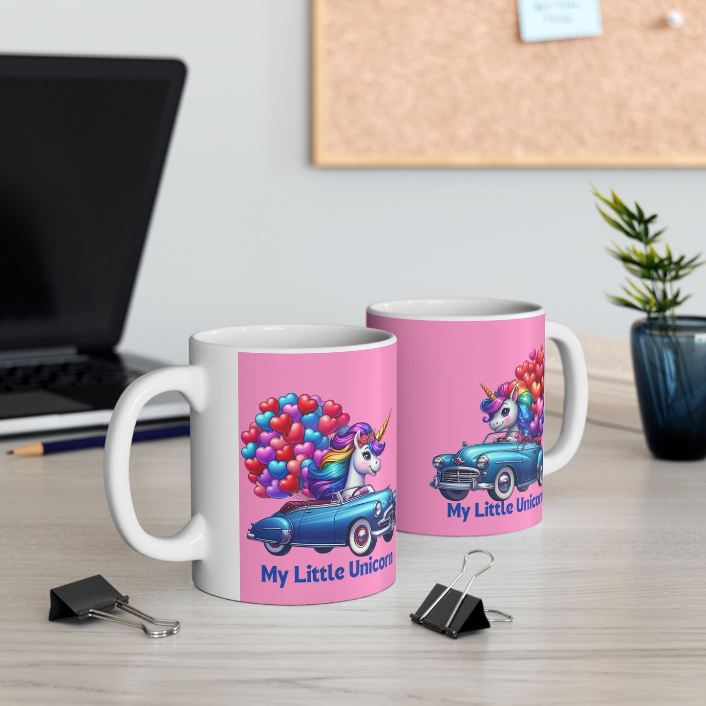 My Little Unicorn Blue Car Mug 11-15 Ounces Pink