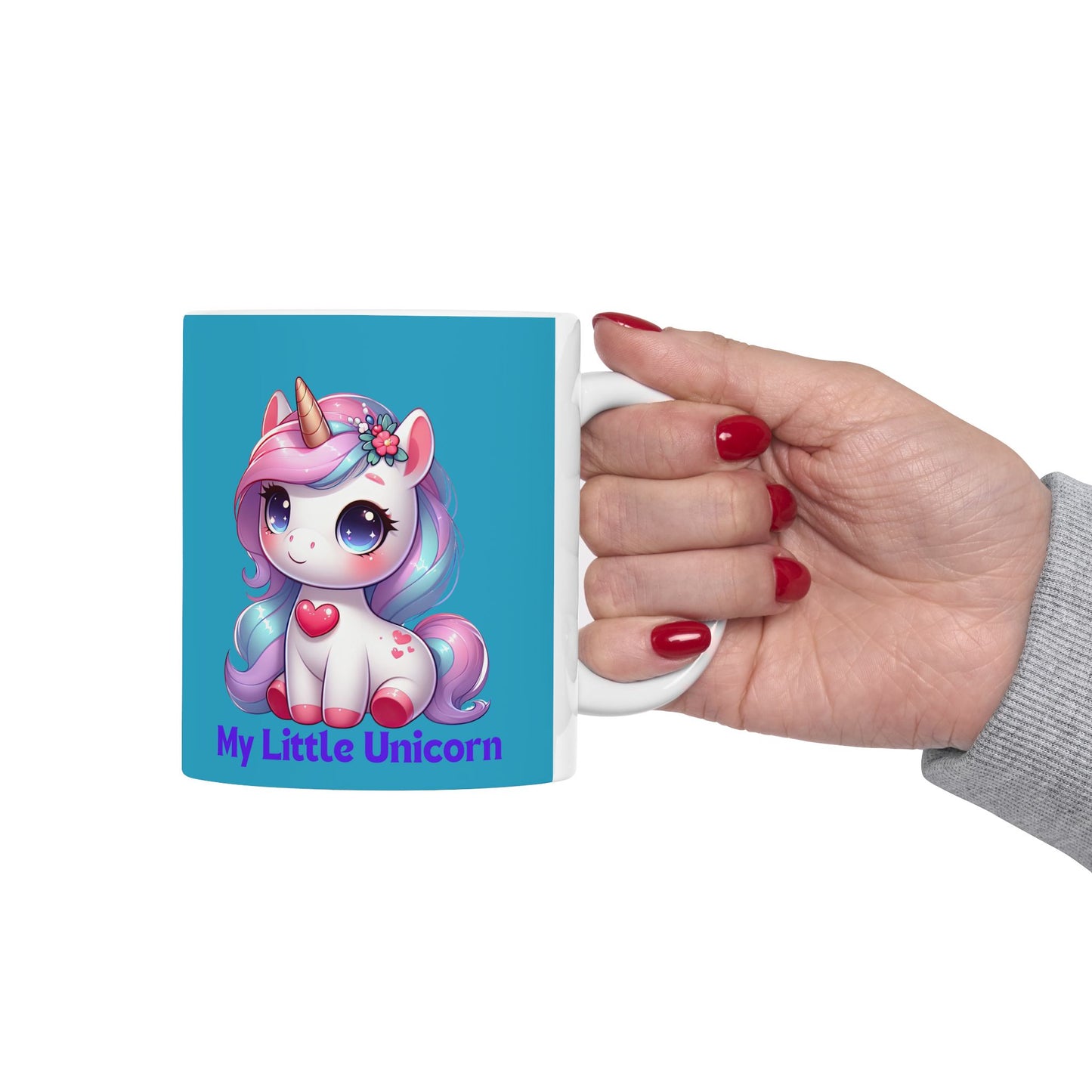 My Little Unicorn Heart Mug 11-15 Ounces Turquoise