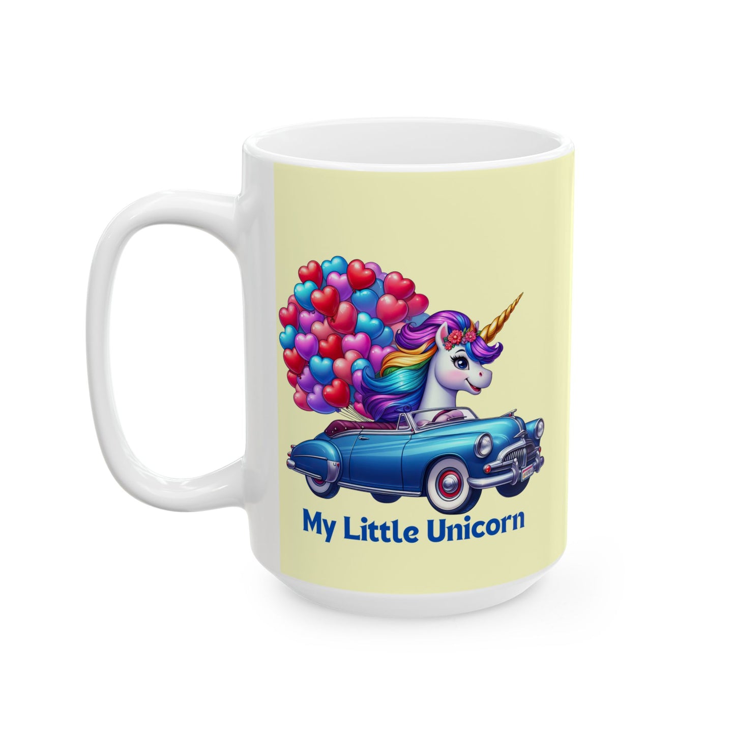 My Little Unicorn Blue Car Mug 11-15 Ounces Yellow