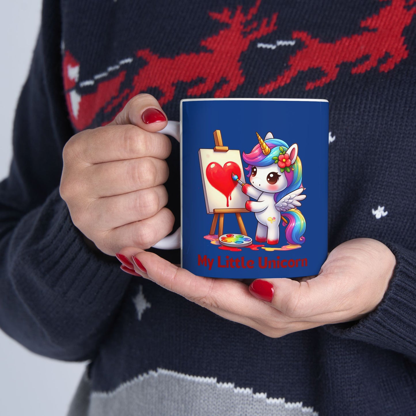 My Little Unicorn Heart Mug 11-15 Ounces Dark Blue