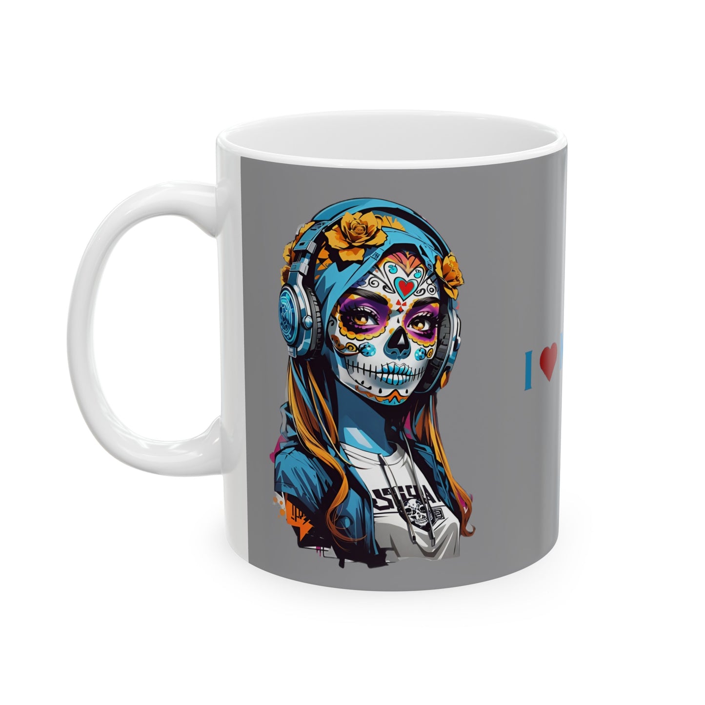 I Love Music Mug 11 Ounces Grey