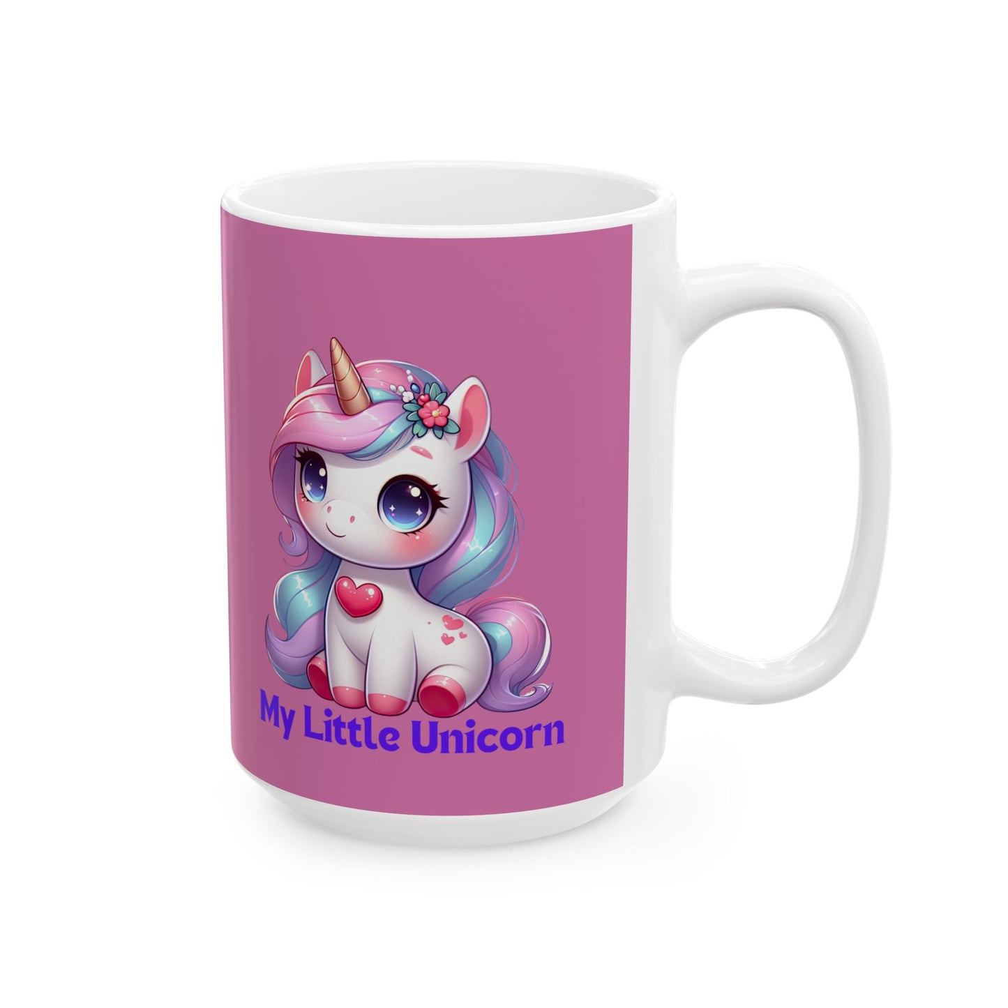 My Little Unicorn Heart Mug 11-15 Ounces Light Pink