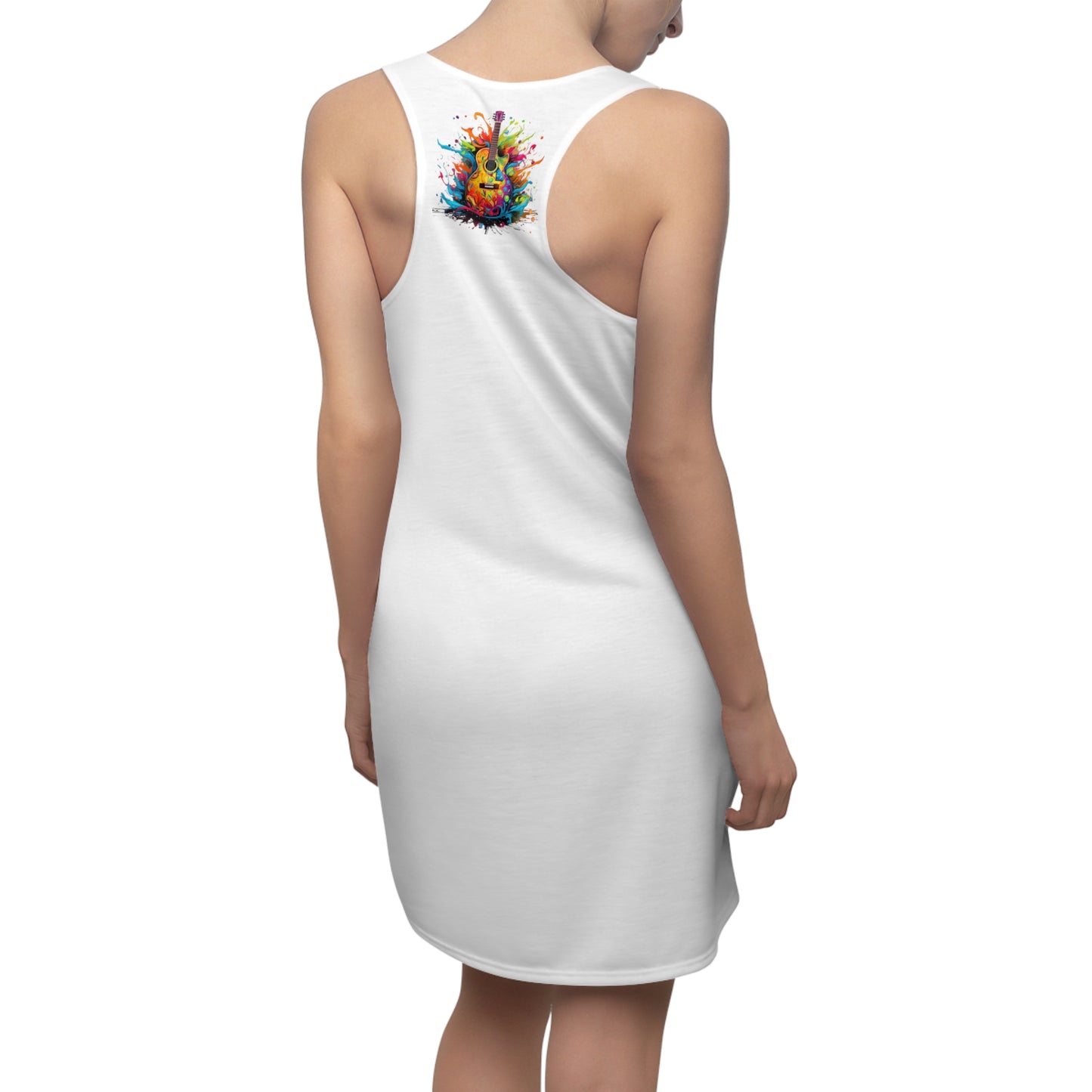 Face Music Women's Cut and Sew Racerback Dress White