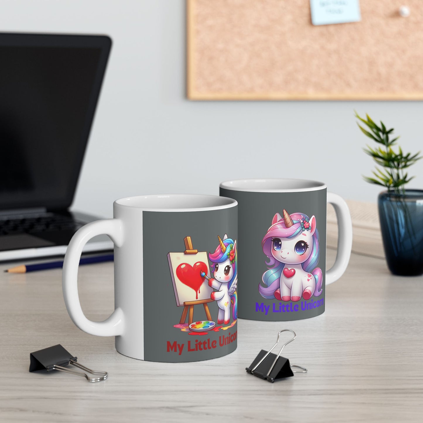 My Little Unicorn Heart Mug 11-15 Ounces Dark Grey