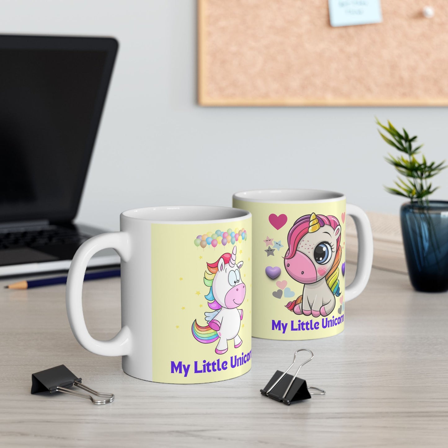 Little Unicorn Balloons Mug 11-15 Ounces Yellow