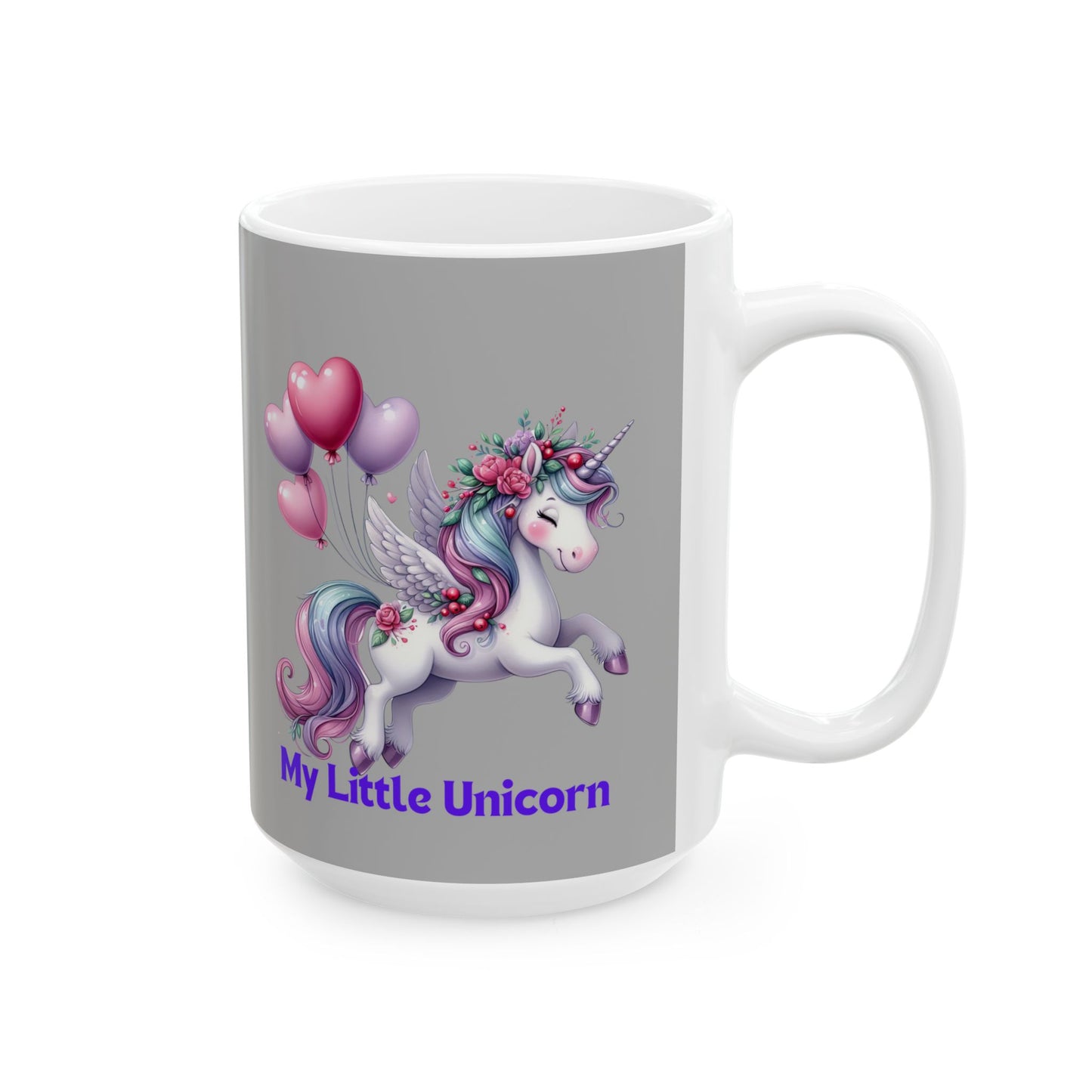 My Little Unicorn Horse Mug 11-15 Ounces Light Grey