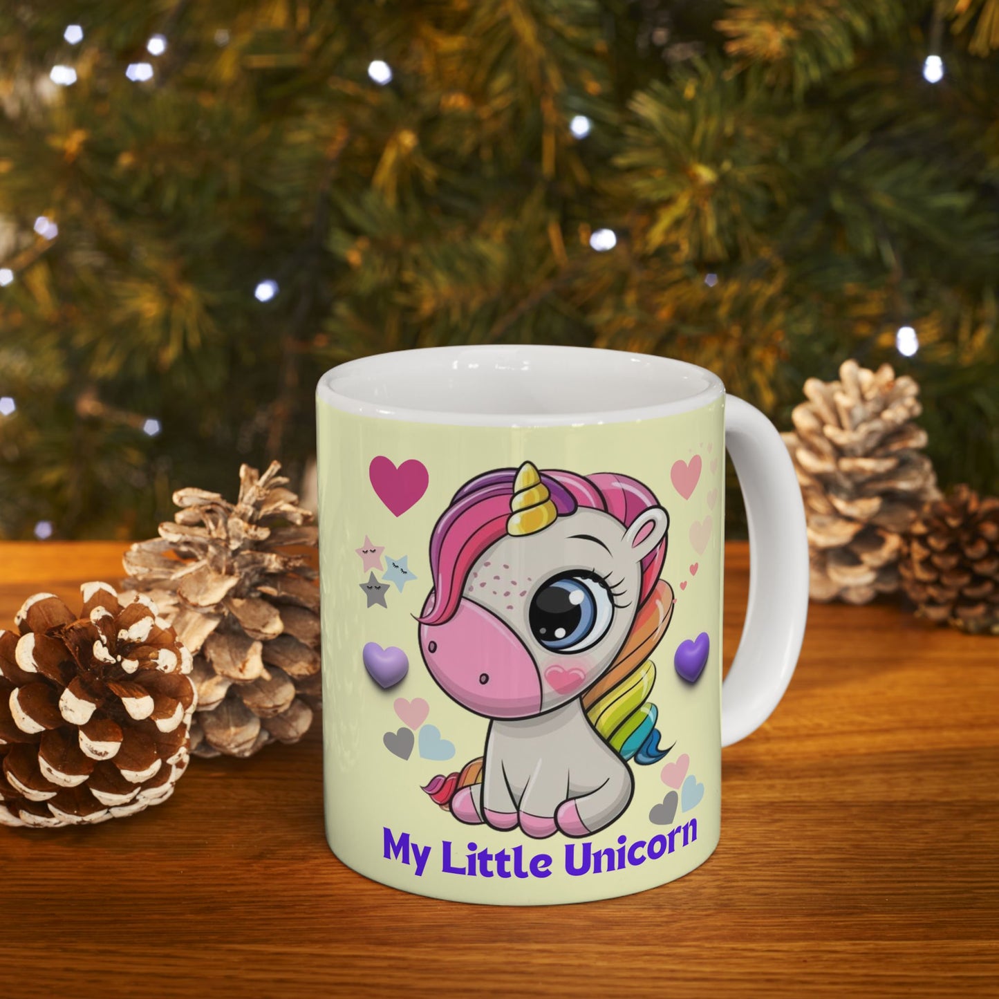Little Unicorn Balloons Mug 11-15 Ounces Yellow