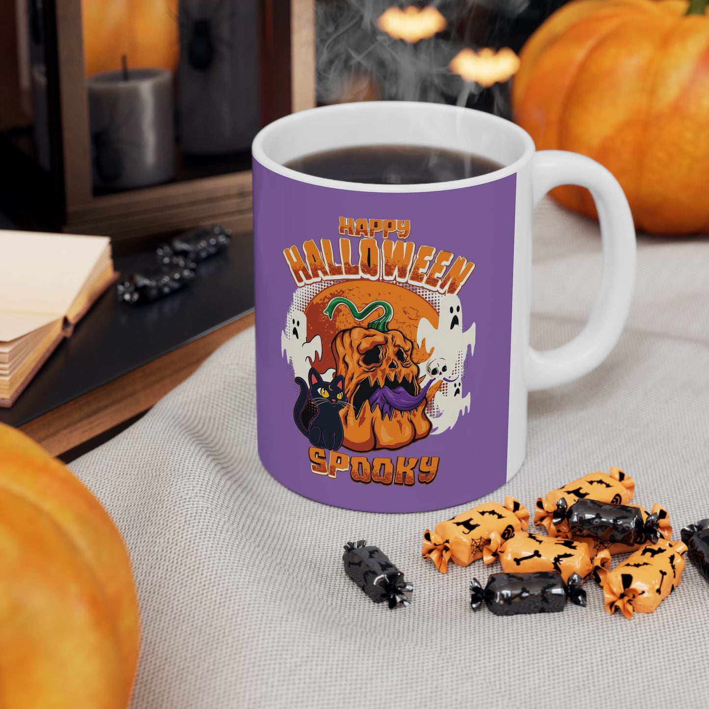 Happy Halloween Mug 11-15 Onces Light Purple