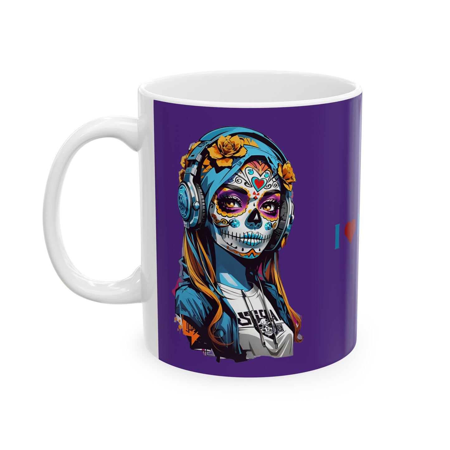 I Love Music Mug 11 Ounces Purple