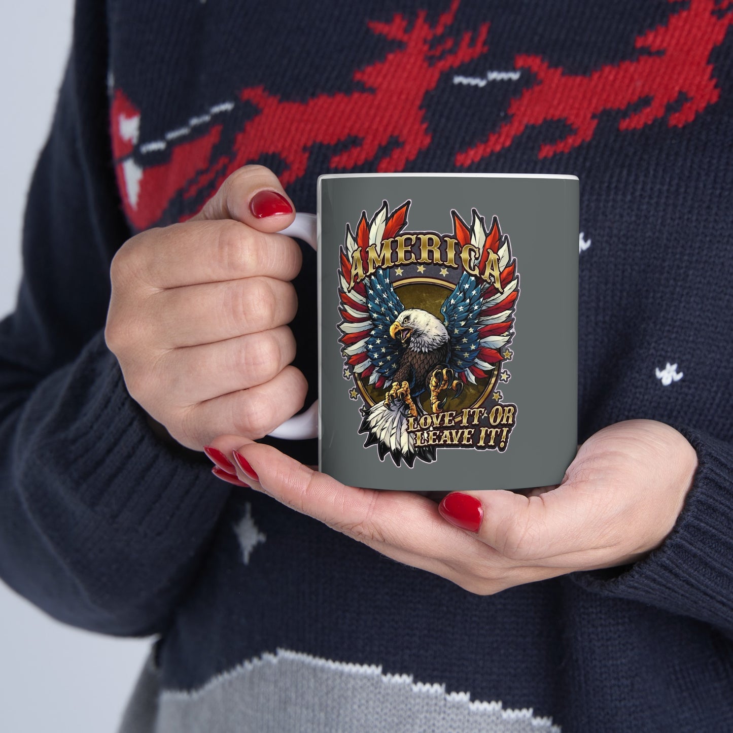 Eagle Mug 11 Ounces Dark Grey