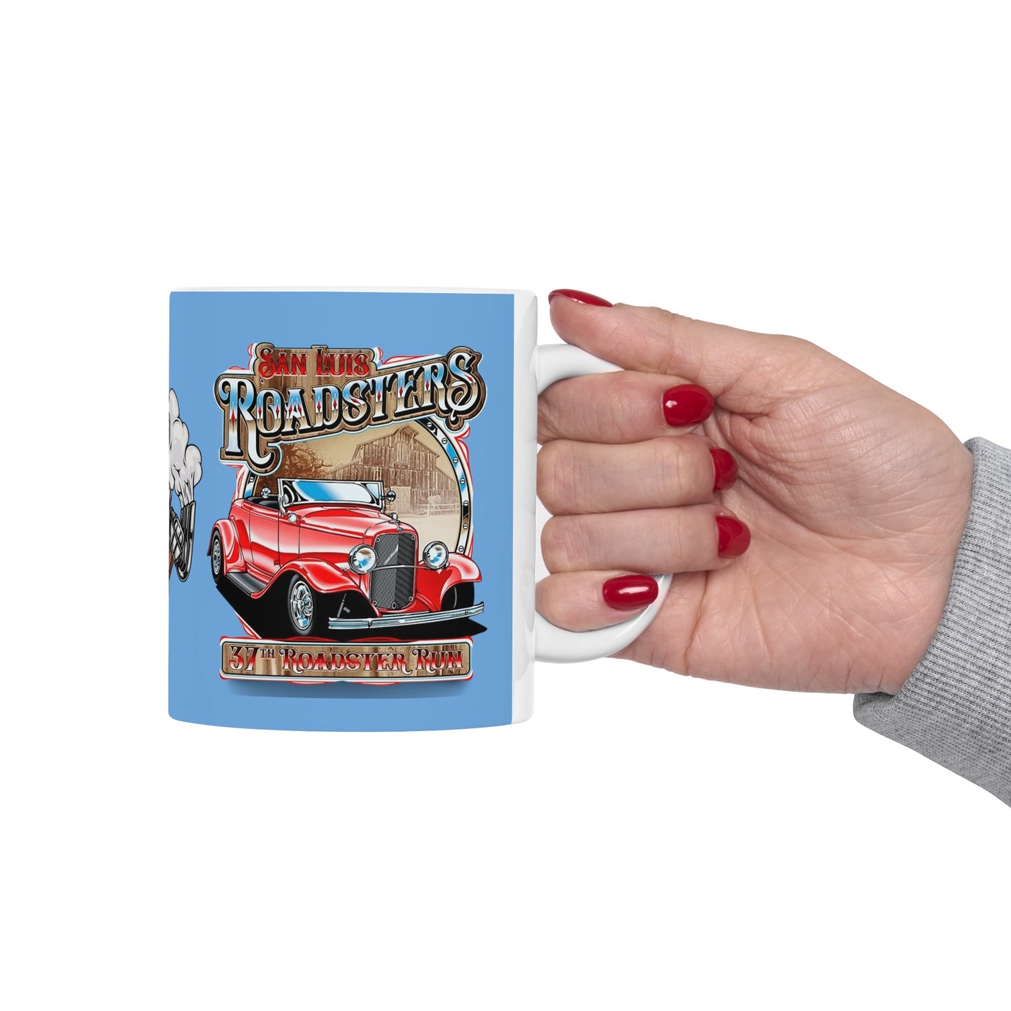 Roadsters Engine Mug 11 Ounces Light Blue