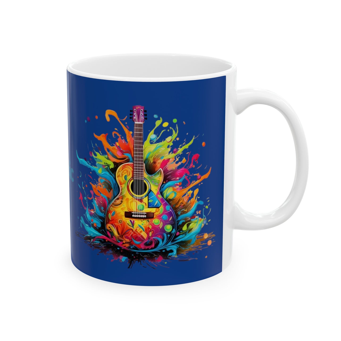 I Love Music Mug 11 Ounces Dark Blue
