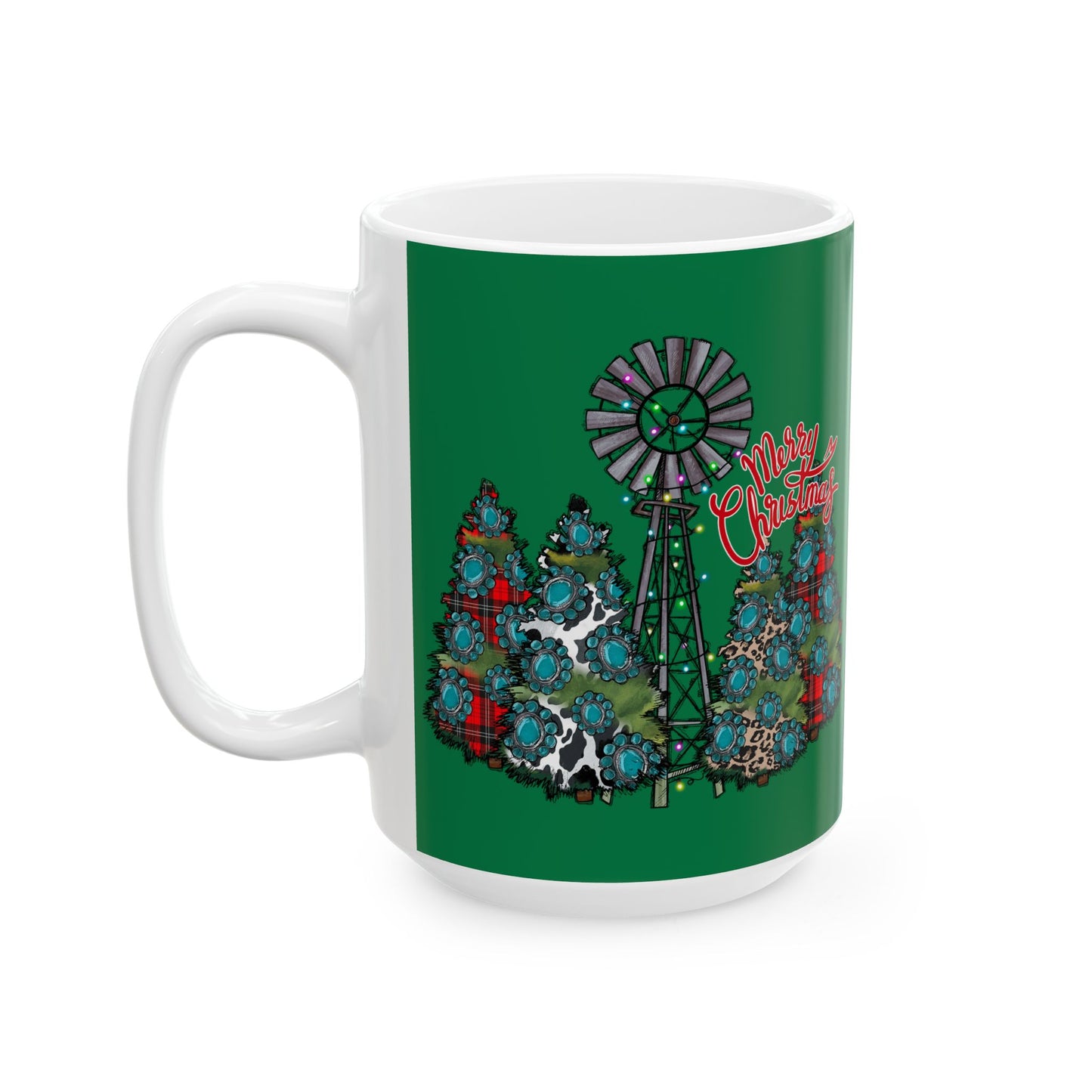 Merry Chritsmas Mug 11-15 Onces Dark Green