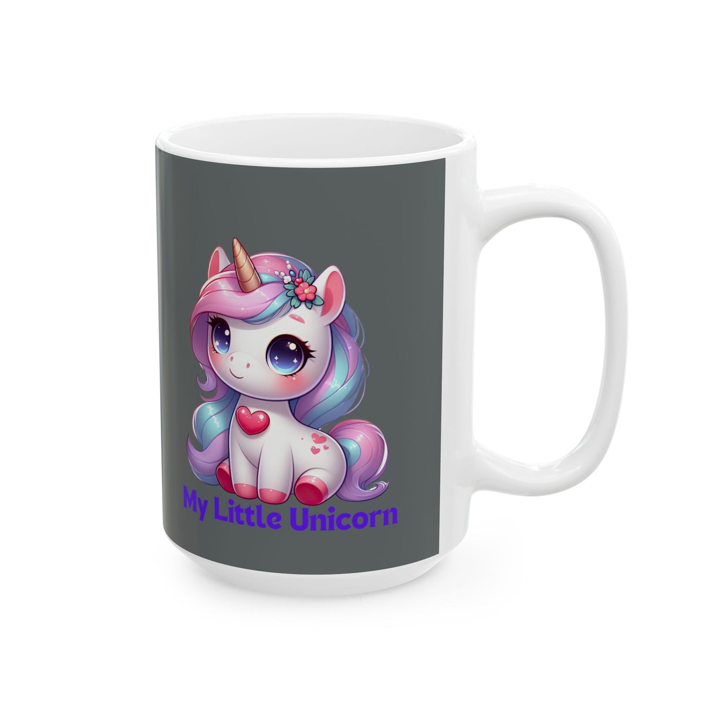 My Little Unicorn Heart Mug 11-15 Ounces Dark Grey