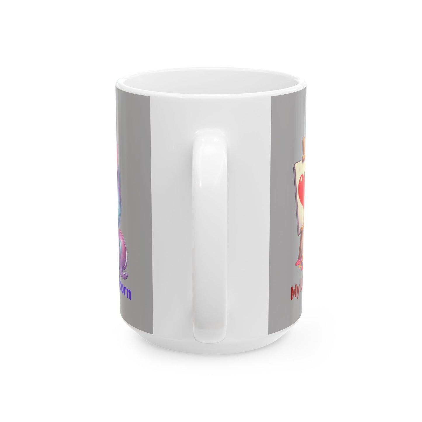 My Little Unicorn Heart Mug 11-15 Ounces Light Grey