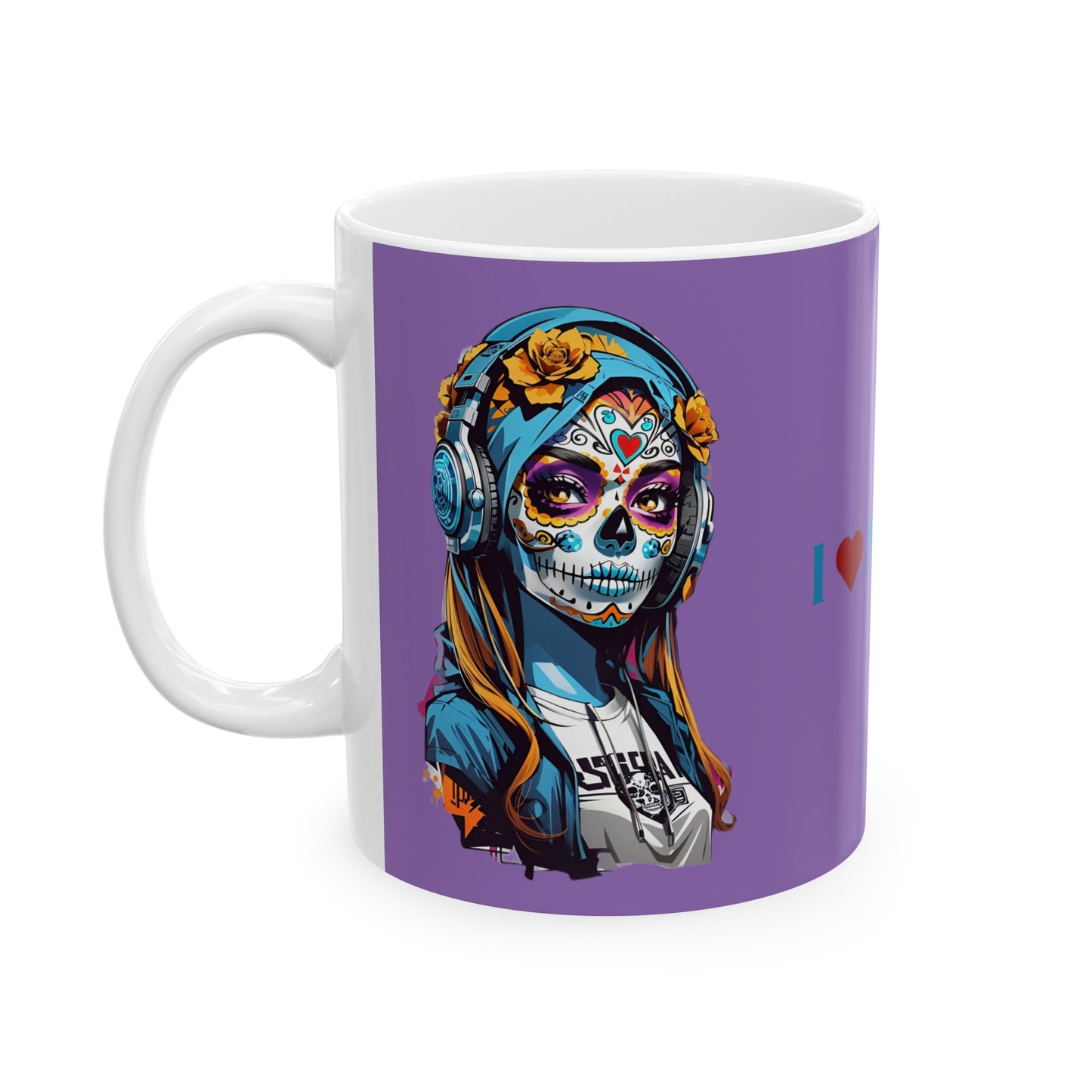 I Love Music Mug 11 Ounces Light Purple