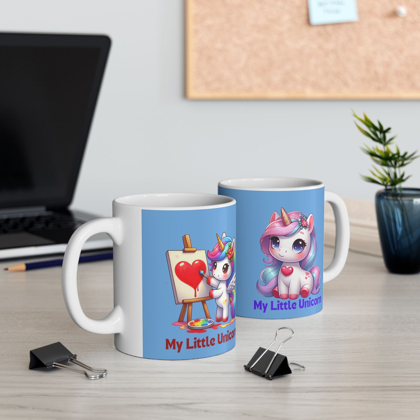 My Little Unicorn Heart Mug 11-15 Ounces Light Blue