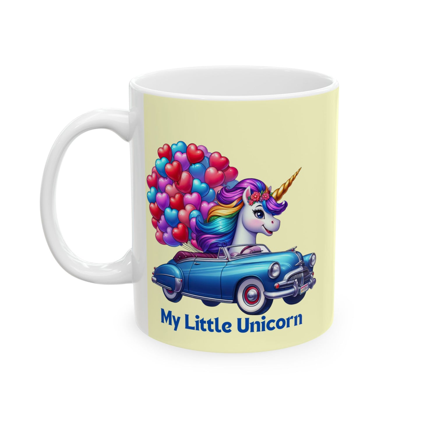 My Little Unicorn Blue Car Mug 11-15 Ounces Yellow