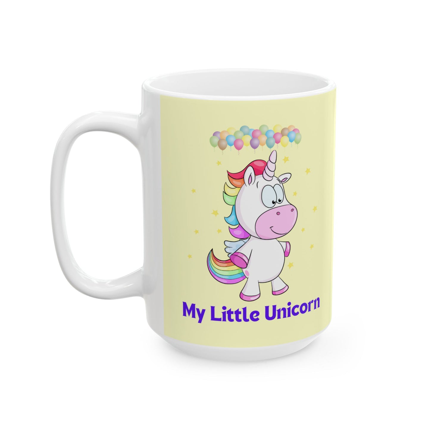 Little Unicorn Balloons Mug 11-15 Ounces Yellow