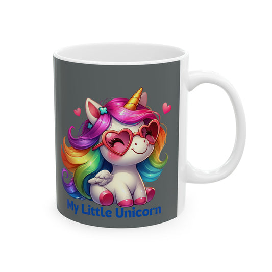 My Little Unicorn Rainbow Mug 11-15 Ounces Dark Grey