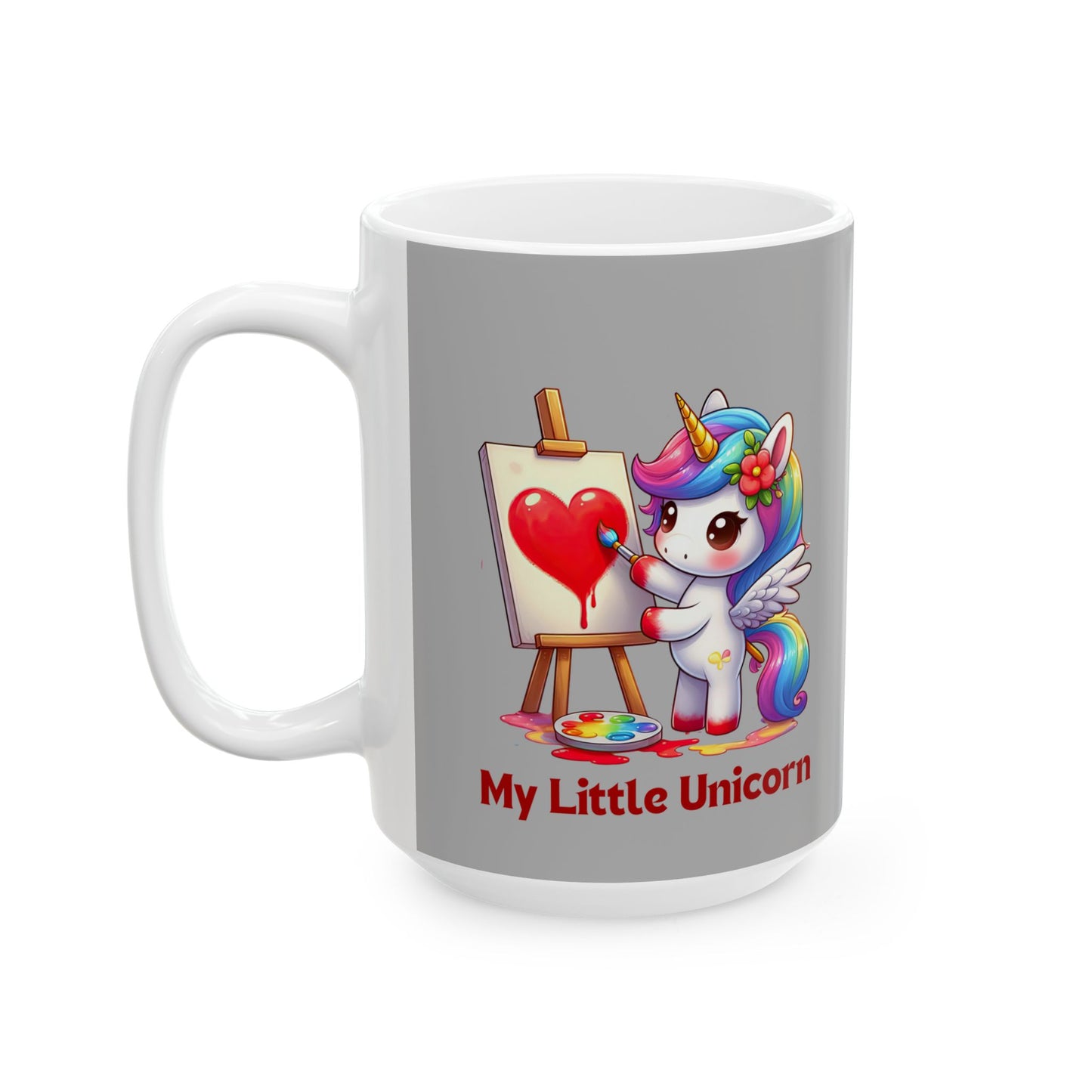 My Little Unicorn Heart Mug 11-15 Ounces Light Grey