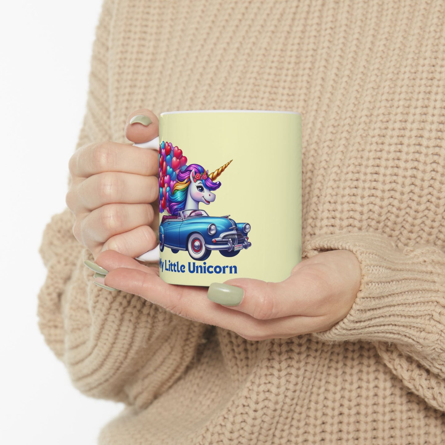 My Little Unicorn Blue Car Mug 11-15 Ounces Yellow