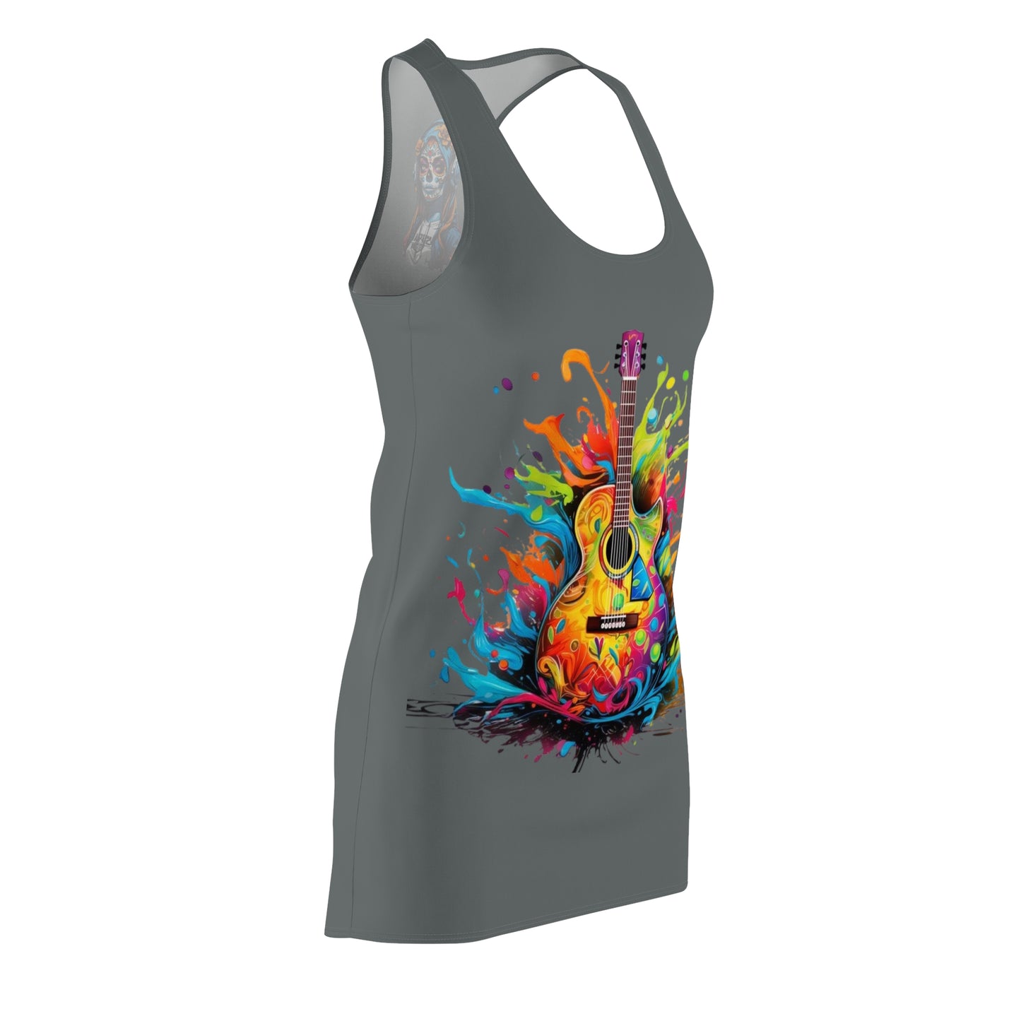 Guitar Women's Cut and Sew Racerback Dress Dark Grey