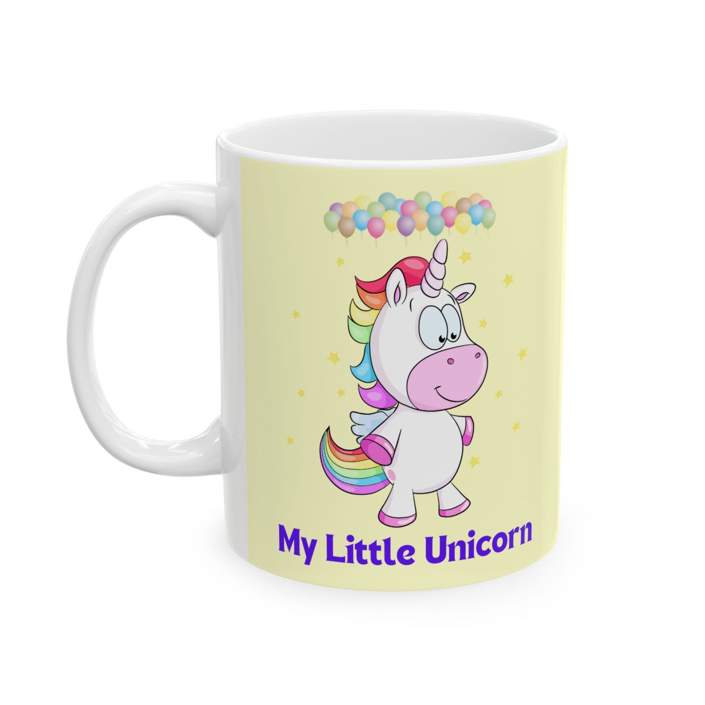 Little Unicorn Balloons Mug 11-15 Ounces Yellow