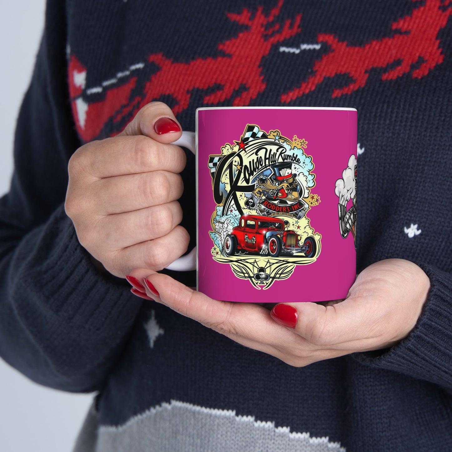 Roadsters Engine Mug 11 Ounces Pink