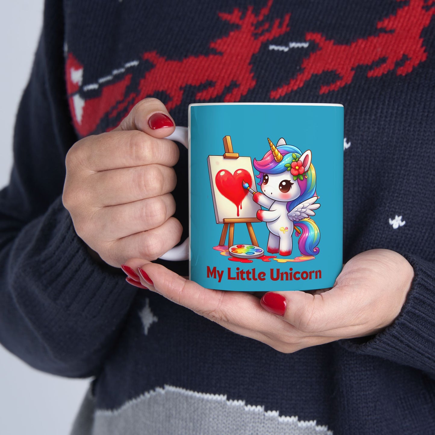 My Little Unicorn Heart Mug 11-15 Ounces Turquoise